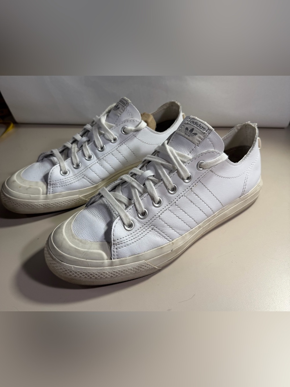 adidas White Low-Top Leather Sneakers